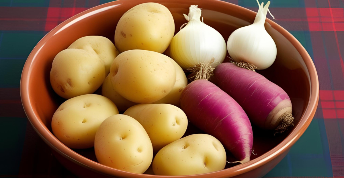 Potato and Garlic in Bowl